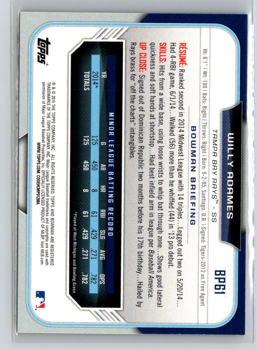 2015 Bowman #BP61 Willy Adames Prospects Yellow P47
