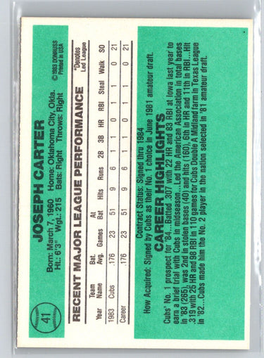 1984 Donruss #41 Joe Carter P48