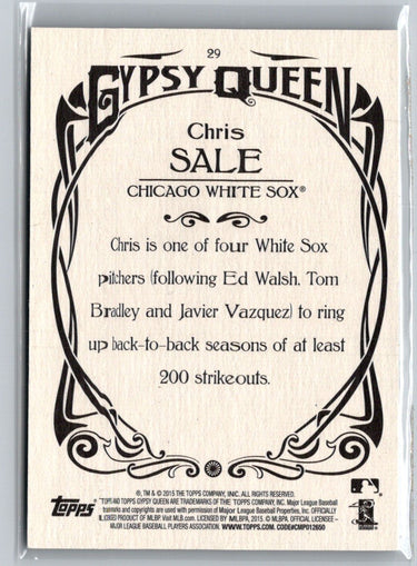 2015 Topps Gypsy Queen #29 Chris Sale Paper Frame White P48