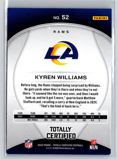 2024 Panini Totally Certified #52 Kyren Williams P48