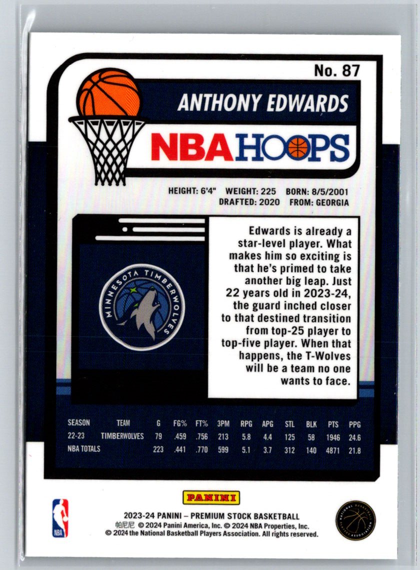 2023-24 Hoops Premium Stock #87 Anthony Edwards P49