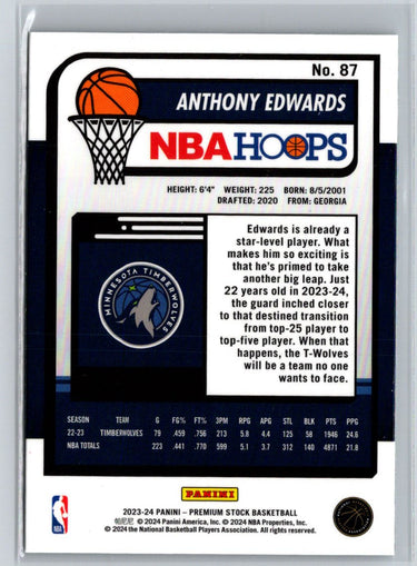 2023-24 Hoops Premium Stock #87 Anthony Edwards P49