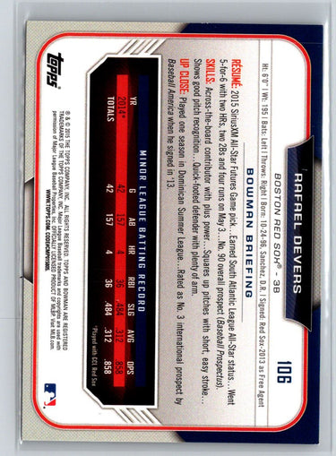 2015 Bowman Draft #106 Rafael Devers P49