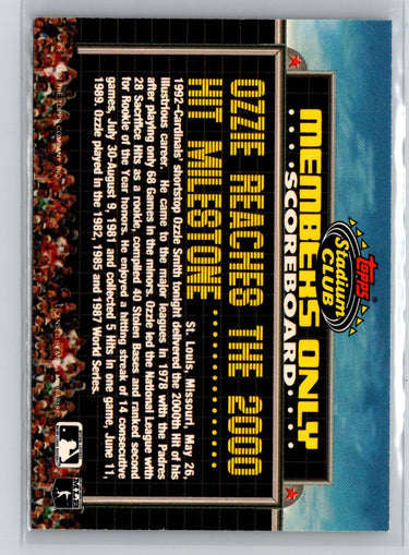 1992 Stadium Club Members Only #NNO Ozzie Smith P50