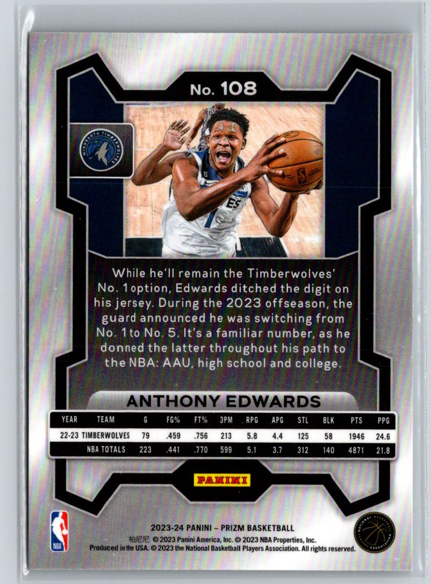 2023-24 Panini Prizm #108 Anthony Edwards P50