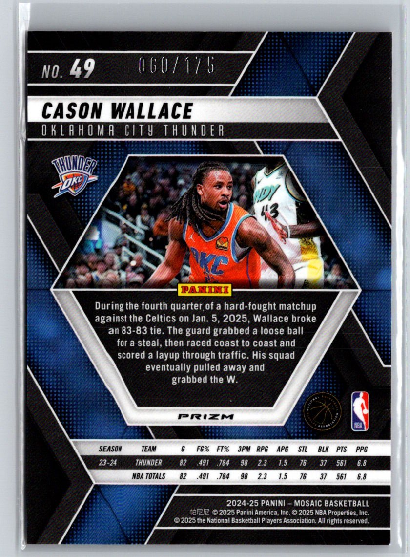 2024-25 Panini Mosaic #49 Cason Wallace Pink Mosaic #/175 P50