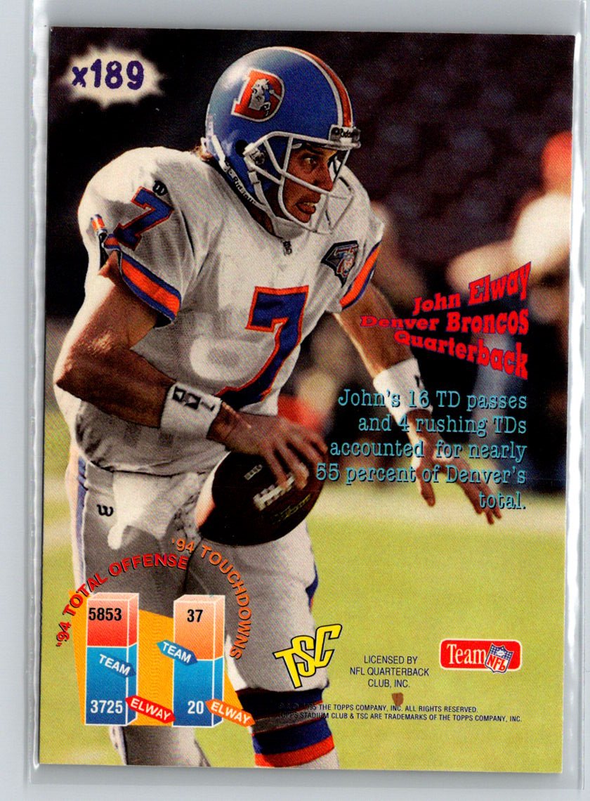 1995 Stadium Club #x189 John Elway Diffraction Members Only P52
