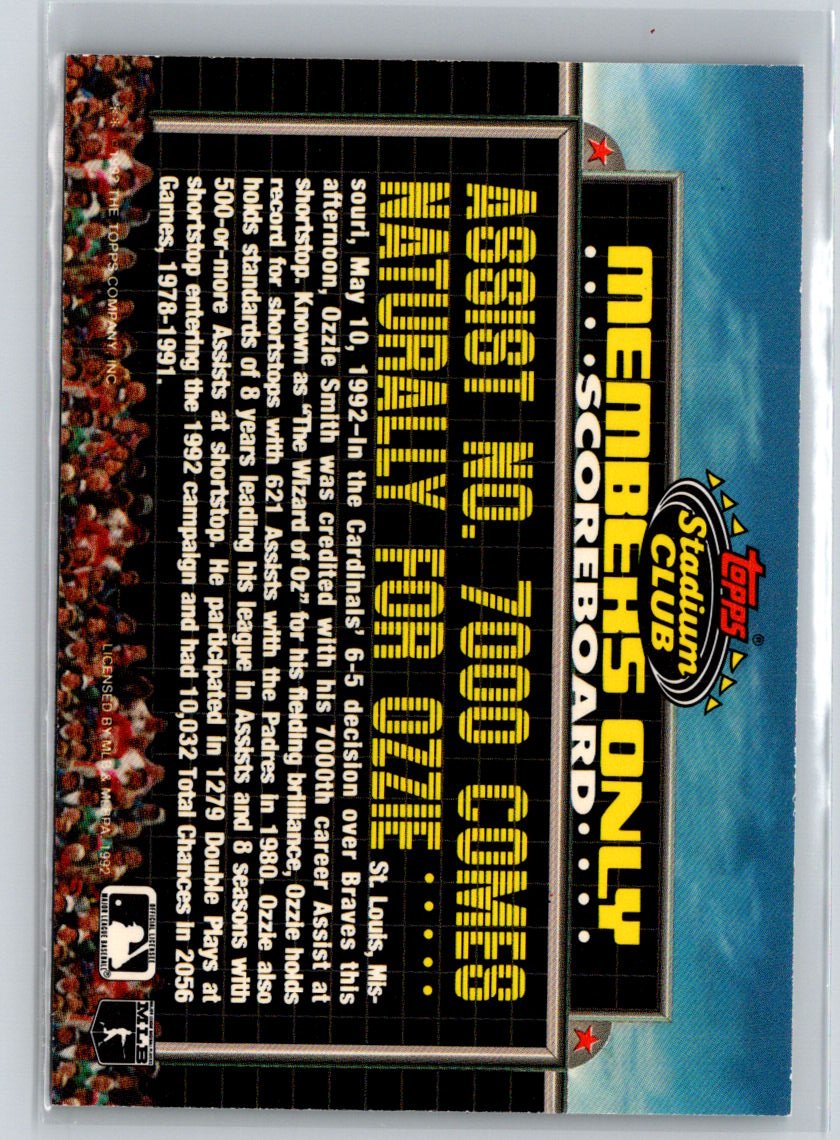 1992 Stadium Club Members Only #NNO Ozzie Smith P52