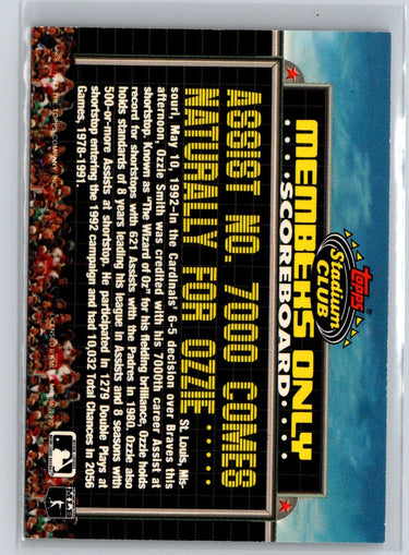 1992 Stadium Club Members Only #NNO Ozzie Smith P52