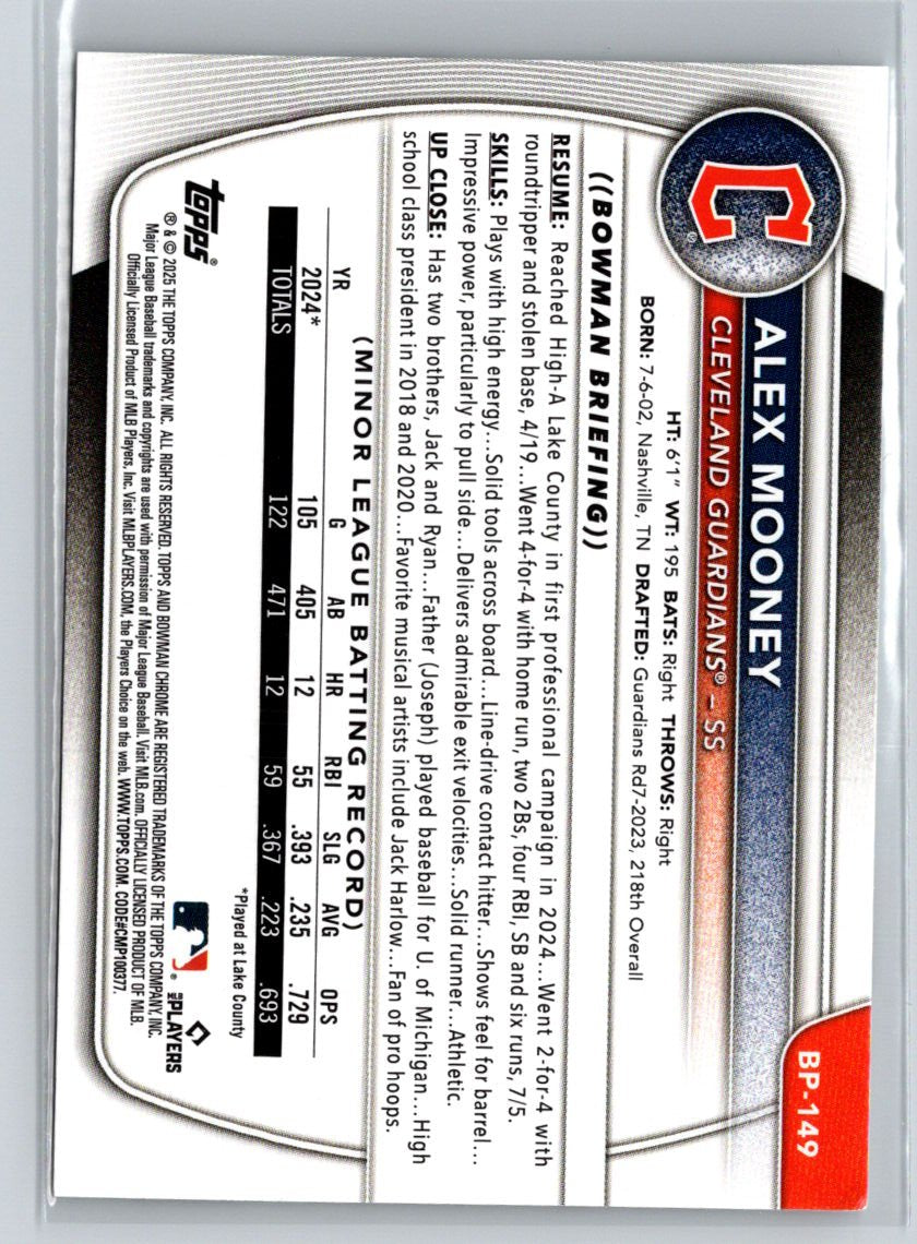 2025 Bowman #BP-149 Alex Mooney Prospects P53