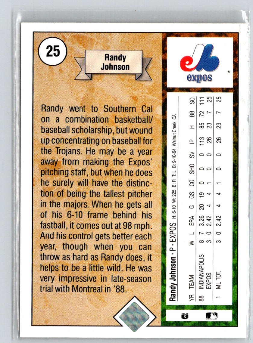 1989 Upper Deck #25 Randy Johnson P54