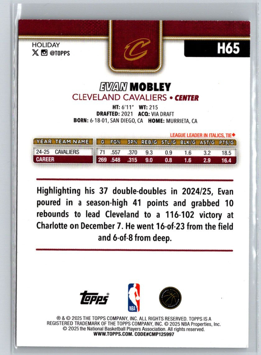 2025-26 Topps Holiday #H65 Evan Mobley P54