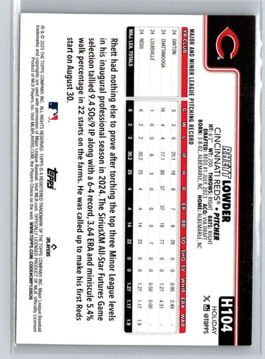 2025 Topps Holiday #H104 Rhett Lowder Silver Glitter Holiday P54