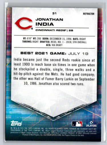 2021 Bowman's Best #31 Jonathan India Refractor P54