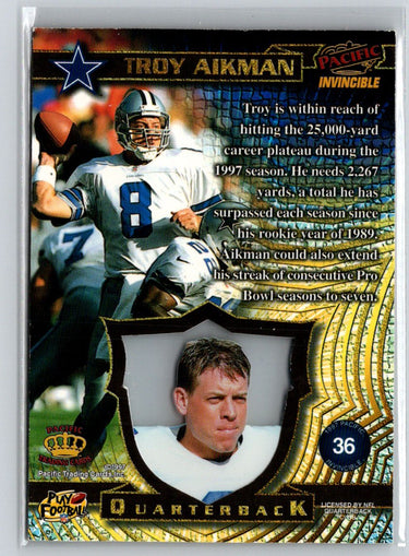 1997 Pacific Invincible #36 Troy Aikman P55