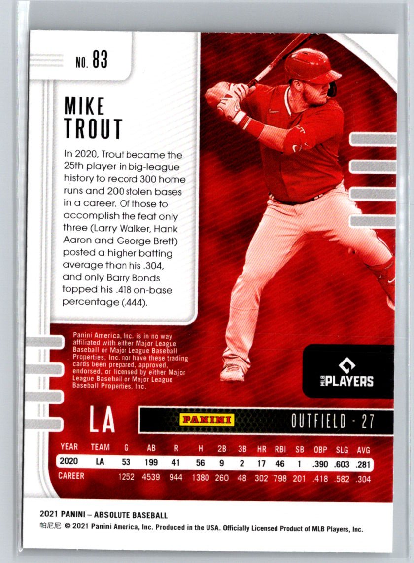 2021 Panini Absolute #83 Mike Trout Retail P55