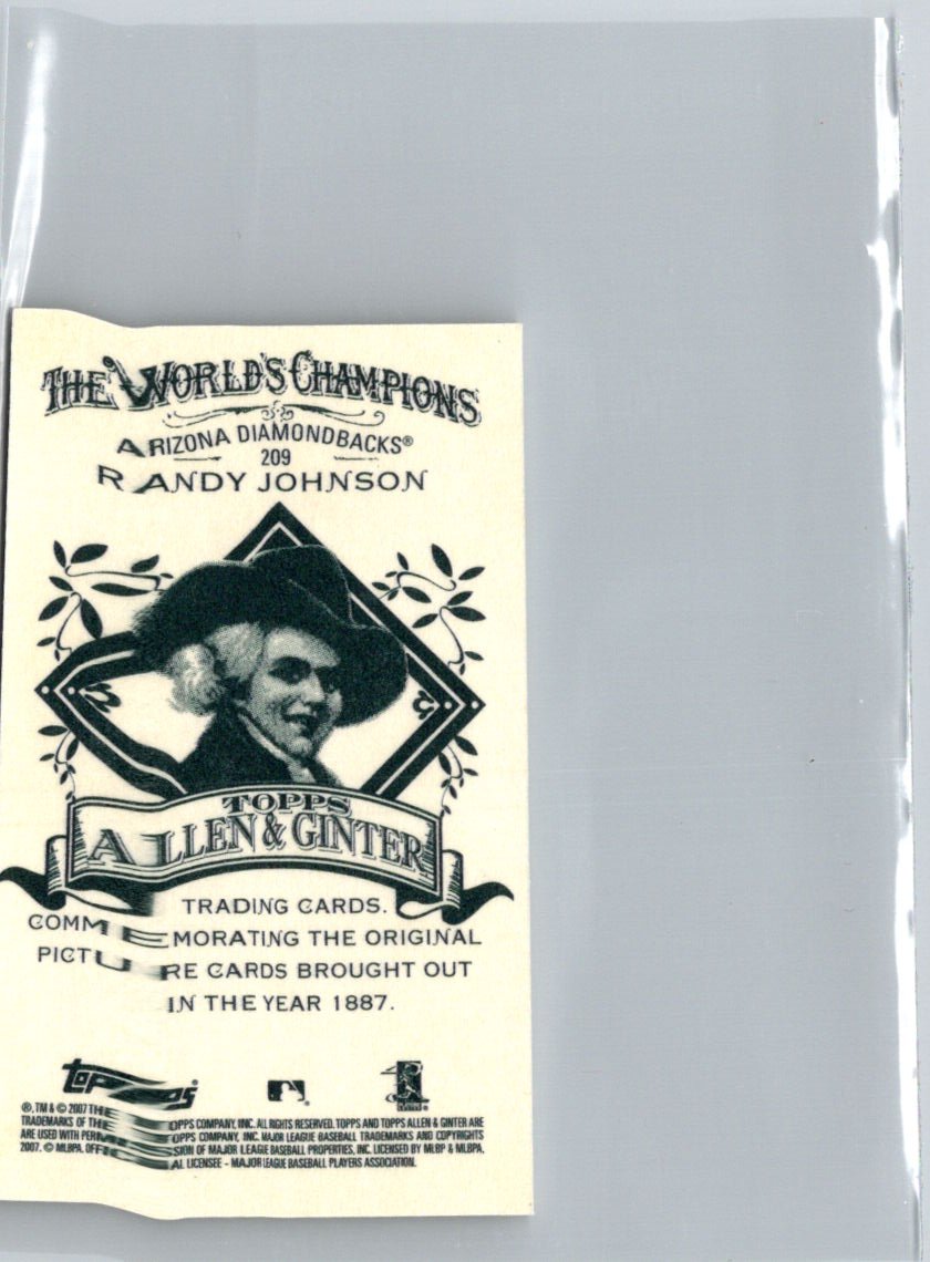 2007 Topps Allen & Ginter #209 Randy Johnson Mini A & G Back P56