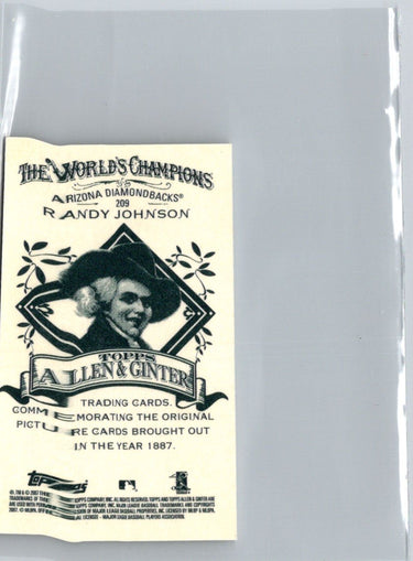 2007 Topps Allen & Ginter #209 Randy Johnson Mini A & G Back P56