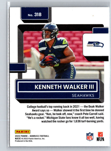 2022 Donruss #318 Kenneth Walker III Blue Press Proof P56