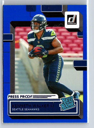 2022 Donruss #318 Kenneth Walker III Blue Press Proof P56