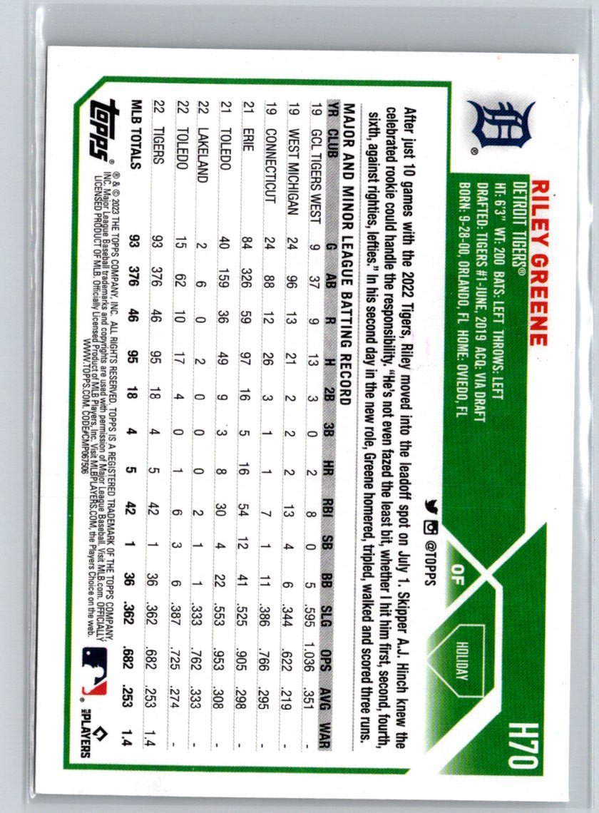 2023 Topps Holiday #H70 Riley Greene P56