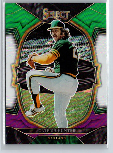 2023 Panini Select #2 Catfish Hunter Teal/White/Pink Prizm #/49 P56