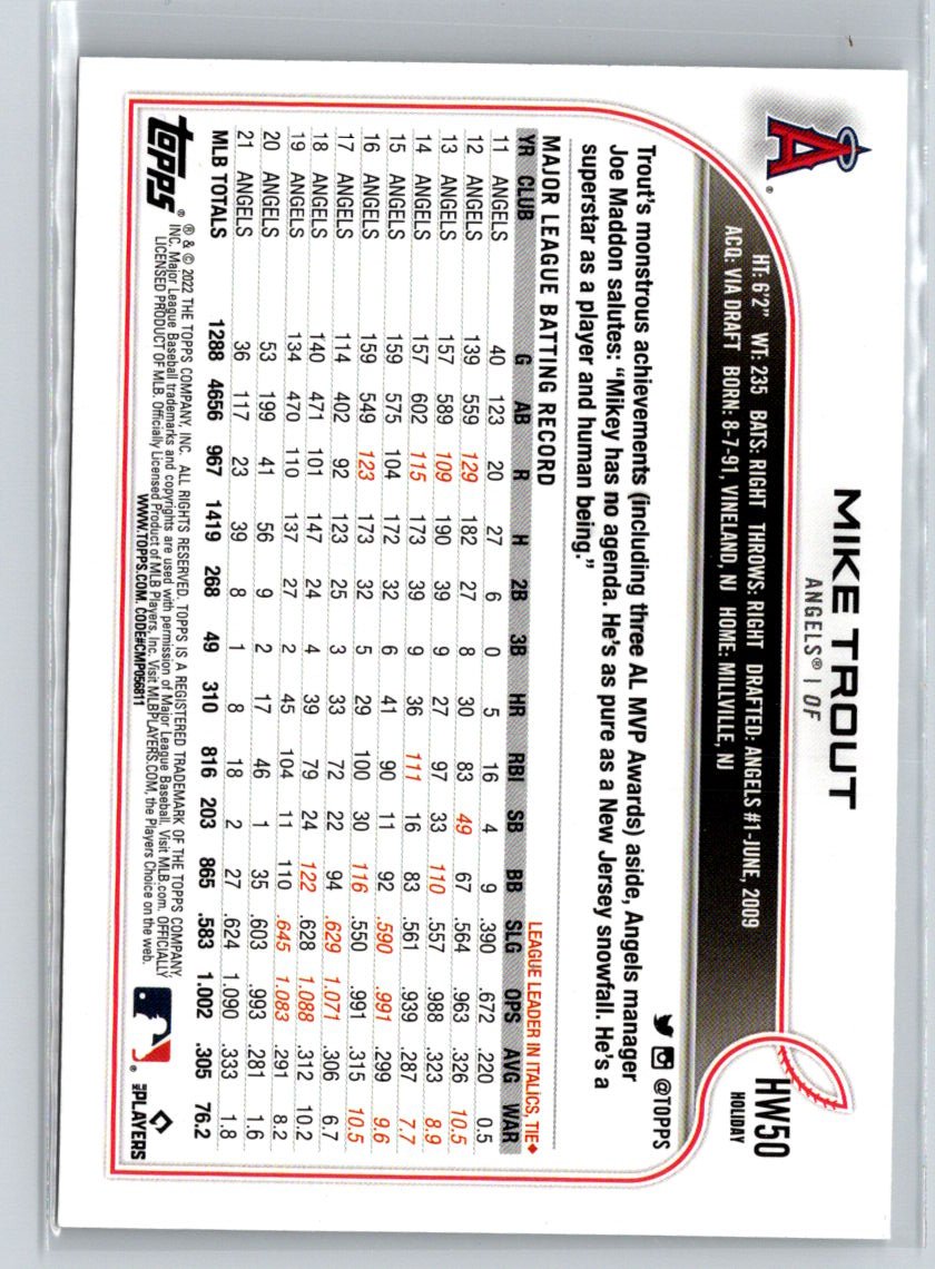 2022 Topps Holiday #HW50b Mike Trout P56