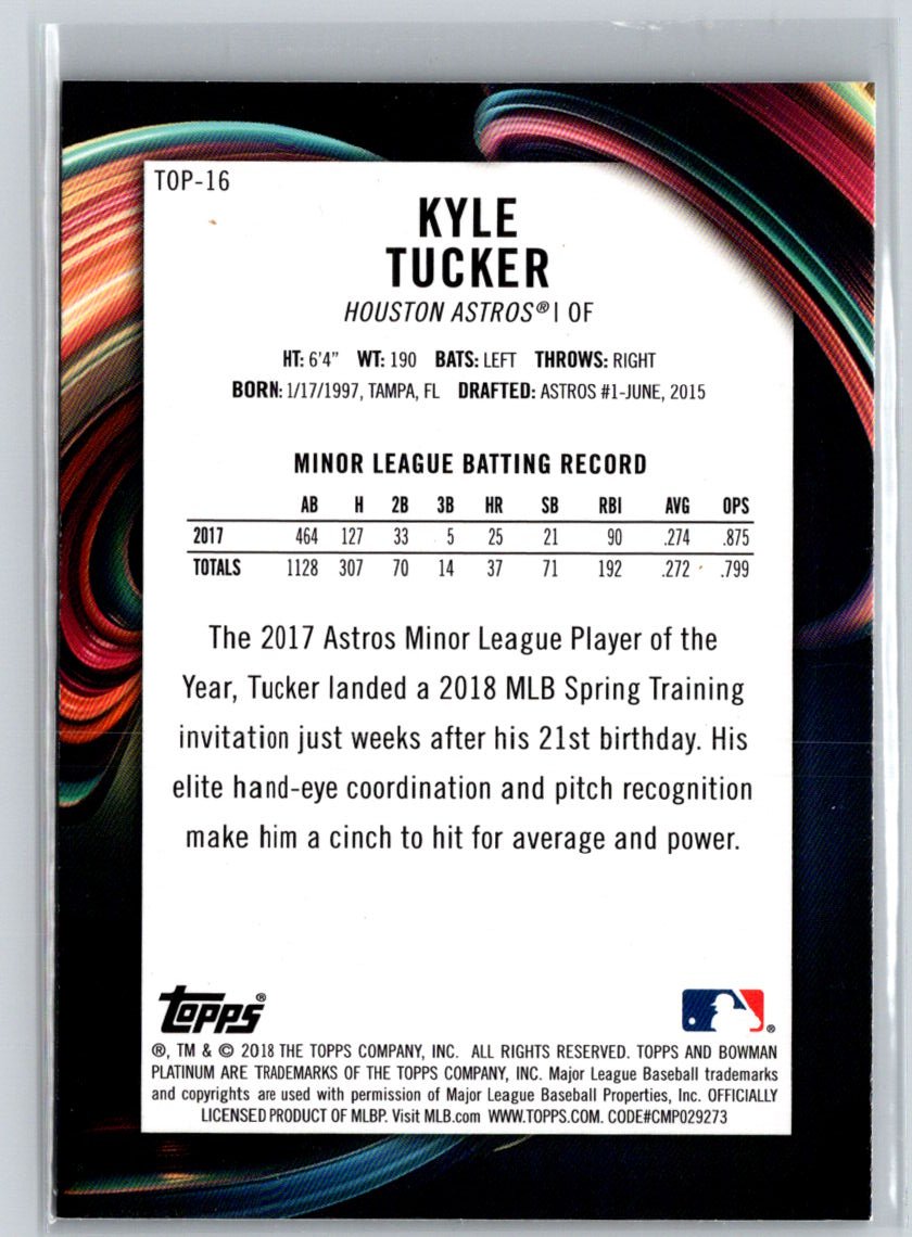 2018 Bowman Platinum #TOP-16 Kyle Tucker Top Prospects P57