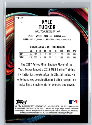 2018 Bowman Platinum #TOP-16 Kyle Tucker Top Prospects P57