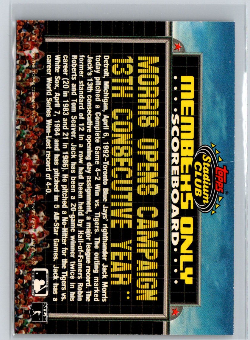 1992 Stadium Club Members Only #NNO Jack Morris P57