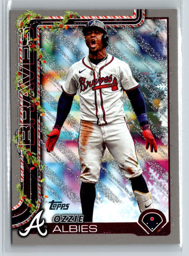 2025 Topps Holiday #H36 Ozzie Albies Silver Glitter Holiday P58