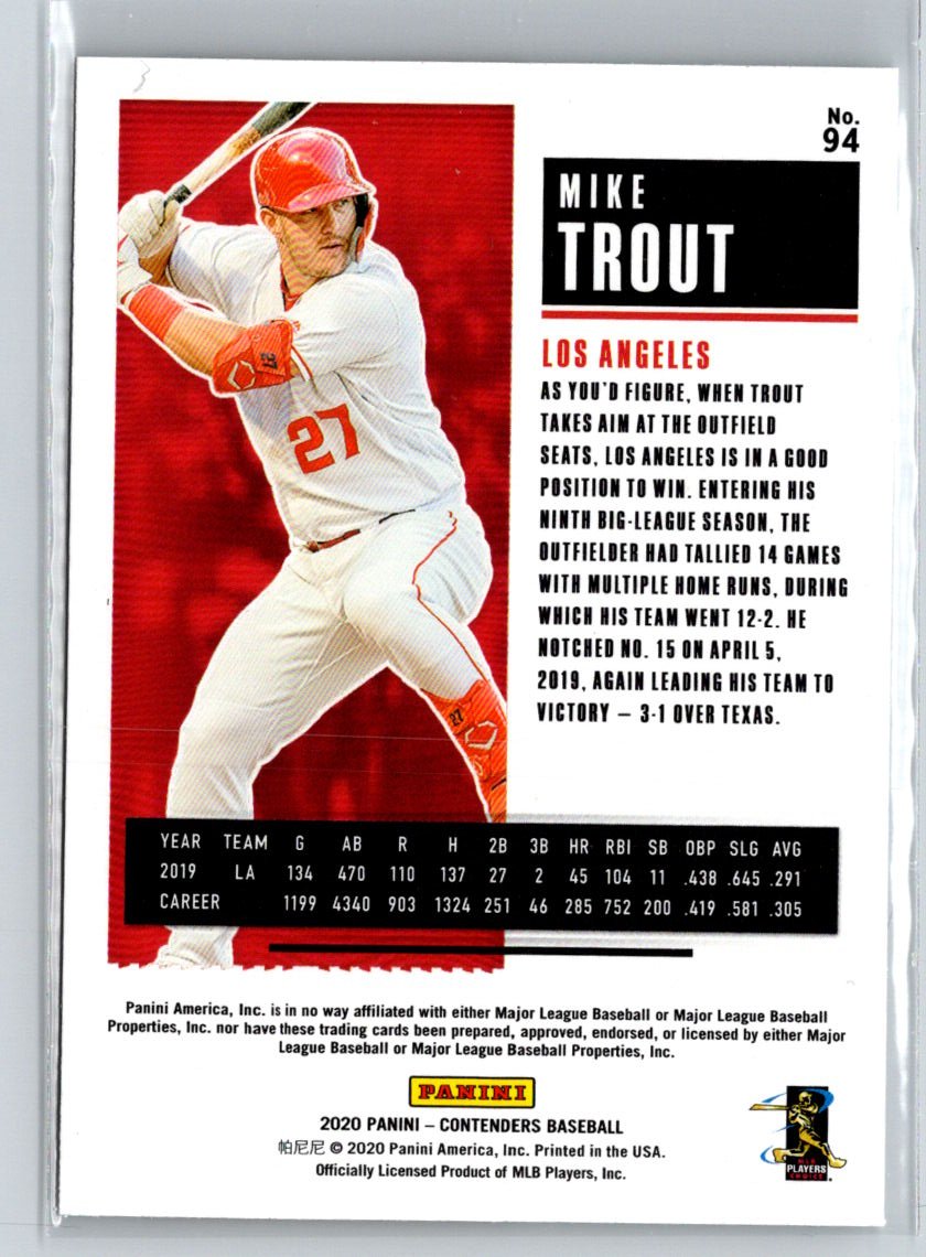 2020 Panini Contenders #94 Mike Trout P58