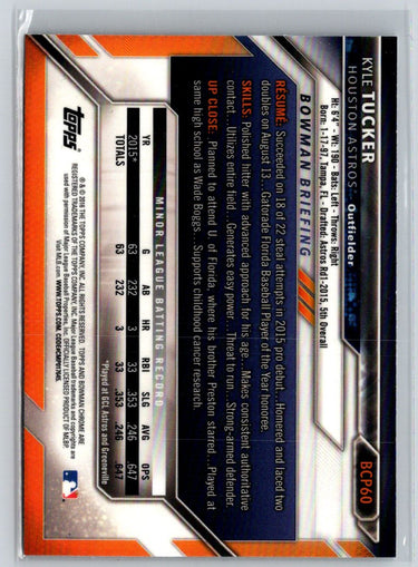 2016 Bowman #BCP60 Kyle Tucker Chrome Prospects P58