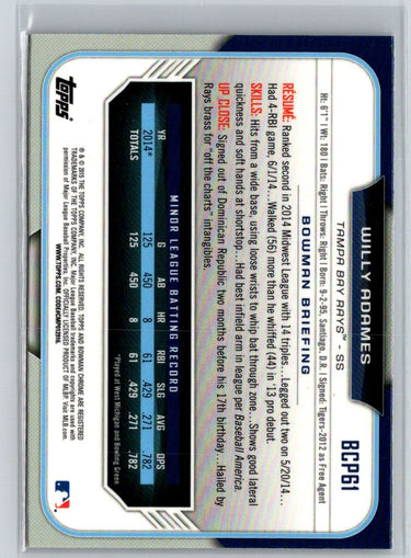 2015 Bowman #BCP61 Willy Adames Chrome Prospects P58