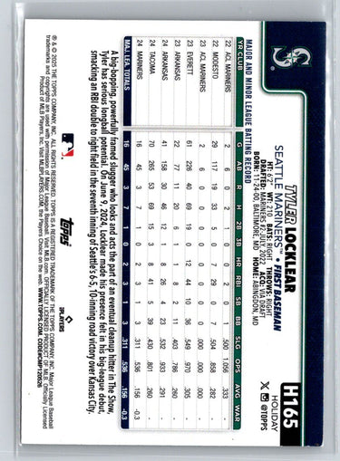 2025 Topps Holiday #H165 Tyler Locklear Silver Glitter Holiday P59