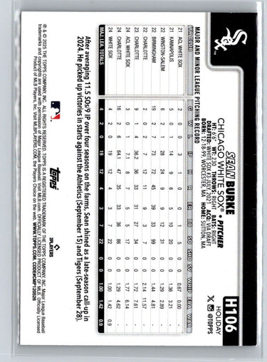2025 Topps Holiday #H106 Sean Burke Silver Glitter Holiday P59