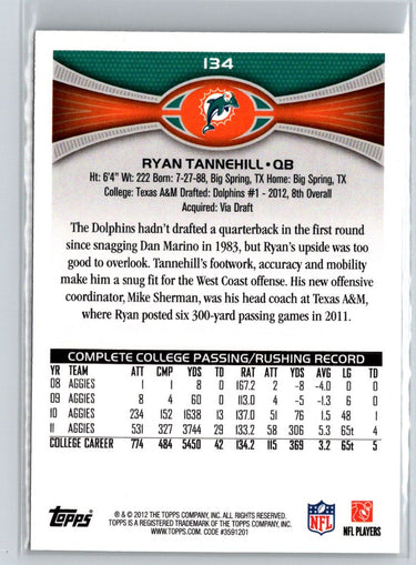 2012 Topps #134 Ryan Tannehill P59