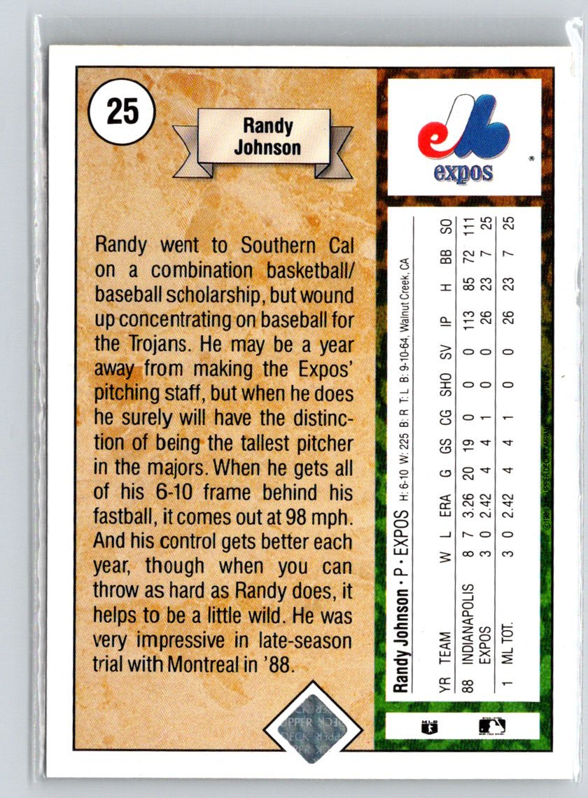 1989 Upper Deck #25 Randy Johnson P60