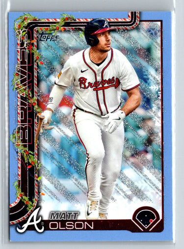 2025 Topps Holiday #H15 Matt Olson Light Blue & White Glitter Holiday P60