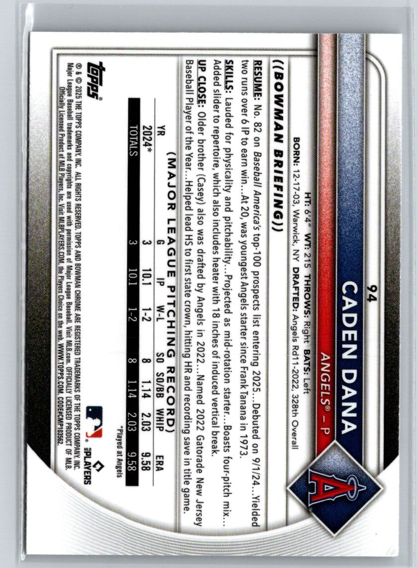 2025 Bowman #94 Caden Dana Chrome Mojo Refractor P61