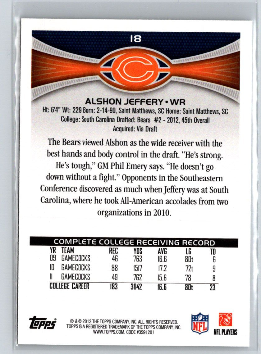 2012 Topps #18 Alshon Jeffery P61
