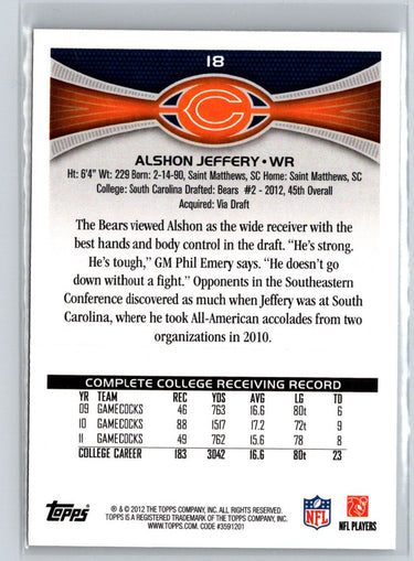 2012 Topps #18 Alshon Jeffery P61
