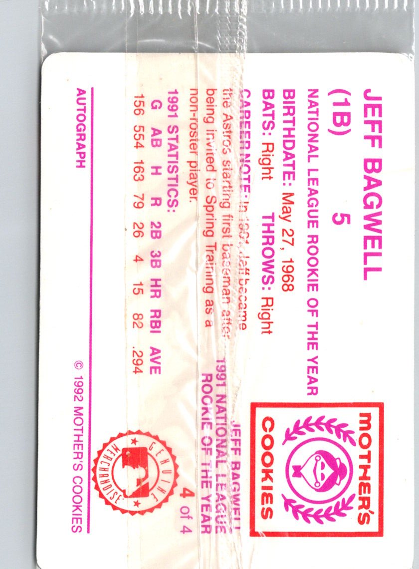 1992 Mother's Cookies Jeff Bagwell #4 Jeff Bagwell P61