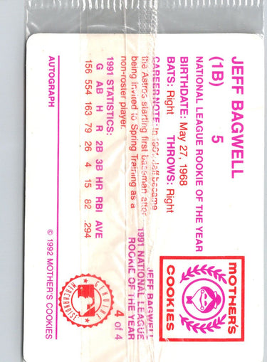 1992 Mother's Cookies Jeff Bagwell #4 Jeff Bagwell P61