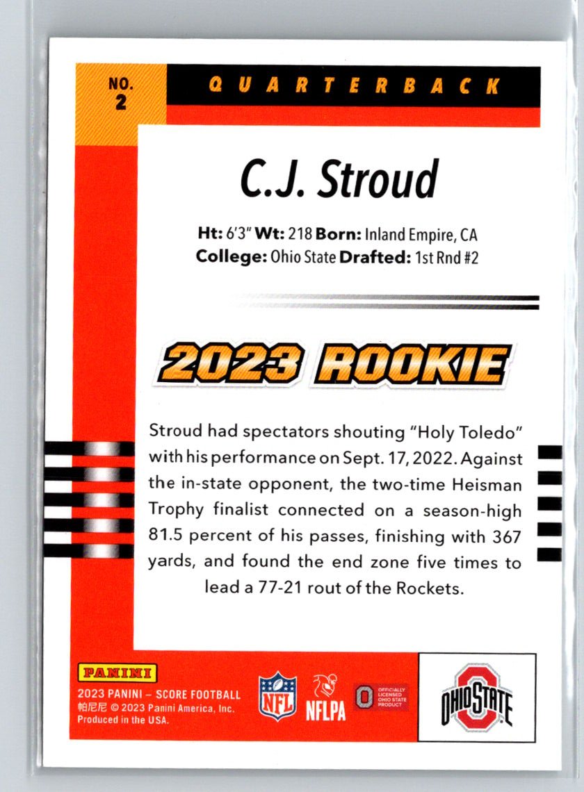 2023 Score #2 C.J. Stroud 2003 Throwback Rookies P62