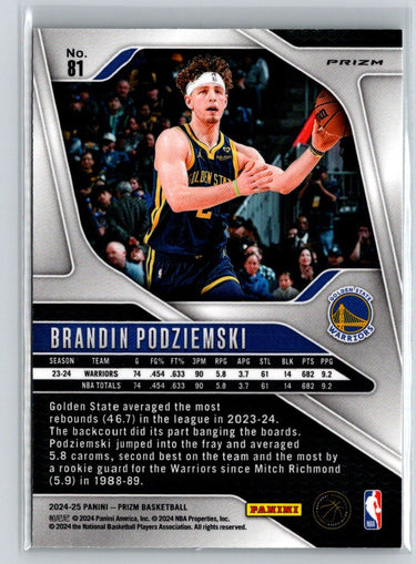 2024-25 Panini Prizm #81 Brandin Podziemski Prizms Green Wave P63