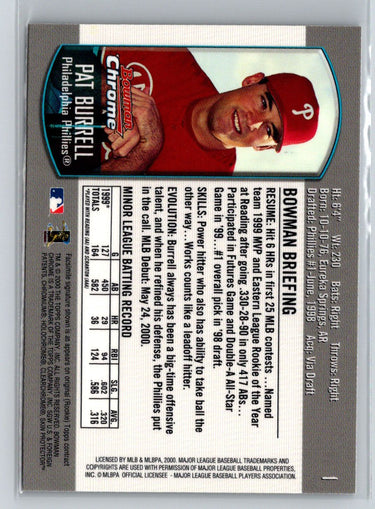 2000 Bowman Chrome Draft Picks & Prospects #1 Pat Burrell P64