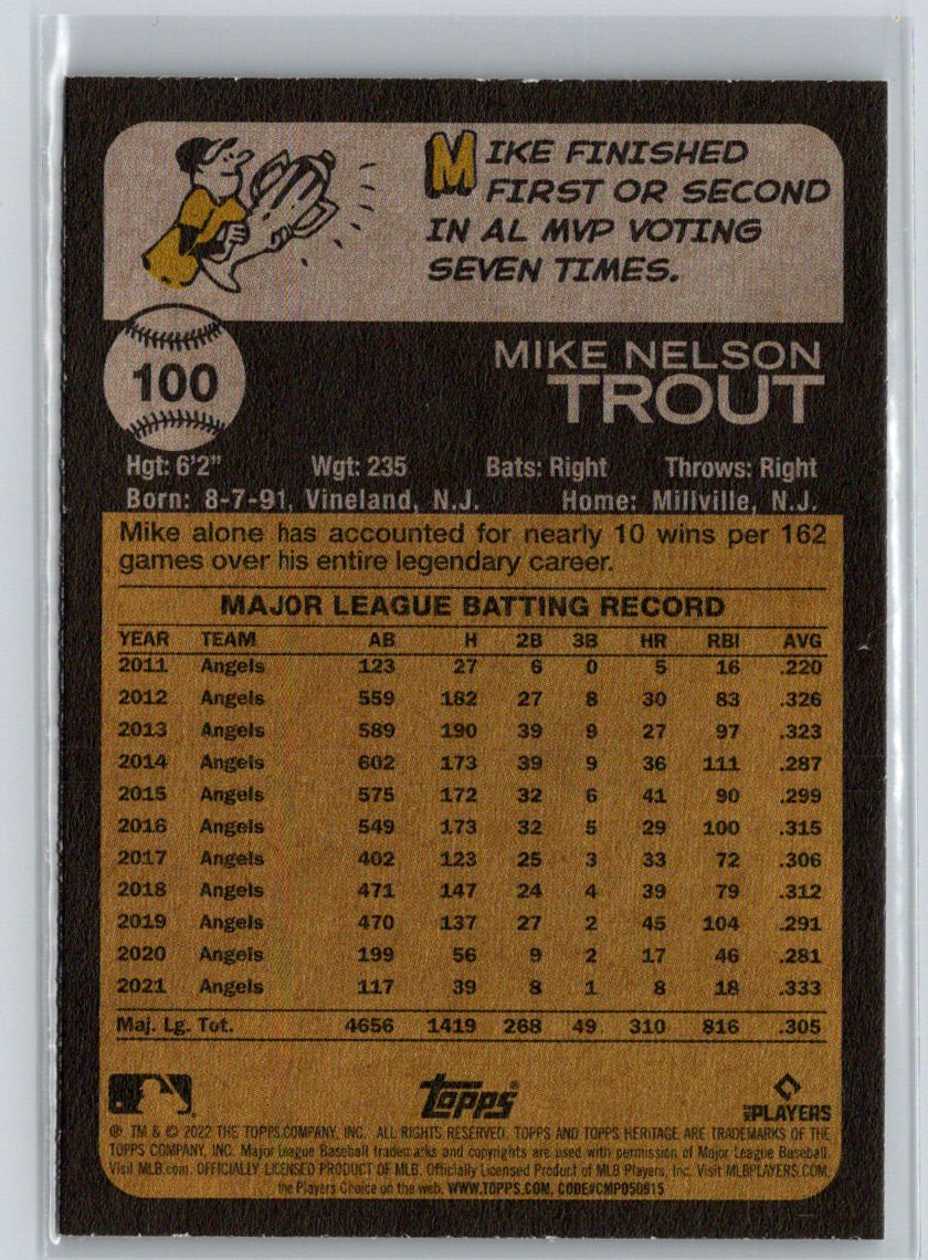 2022 Topps Heritage #100 Mike Trout P64