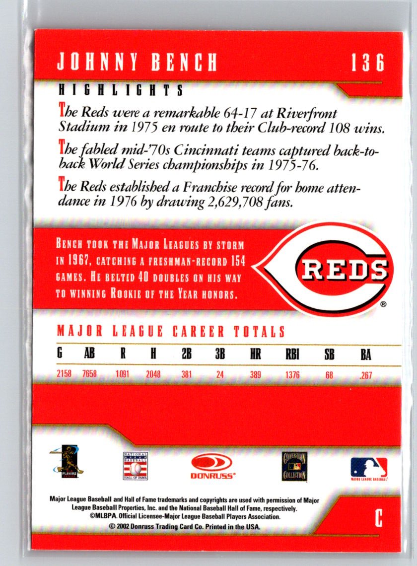 2003 Donruss Team Heroes #136 Johnny Bench P65