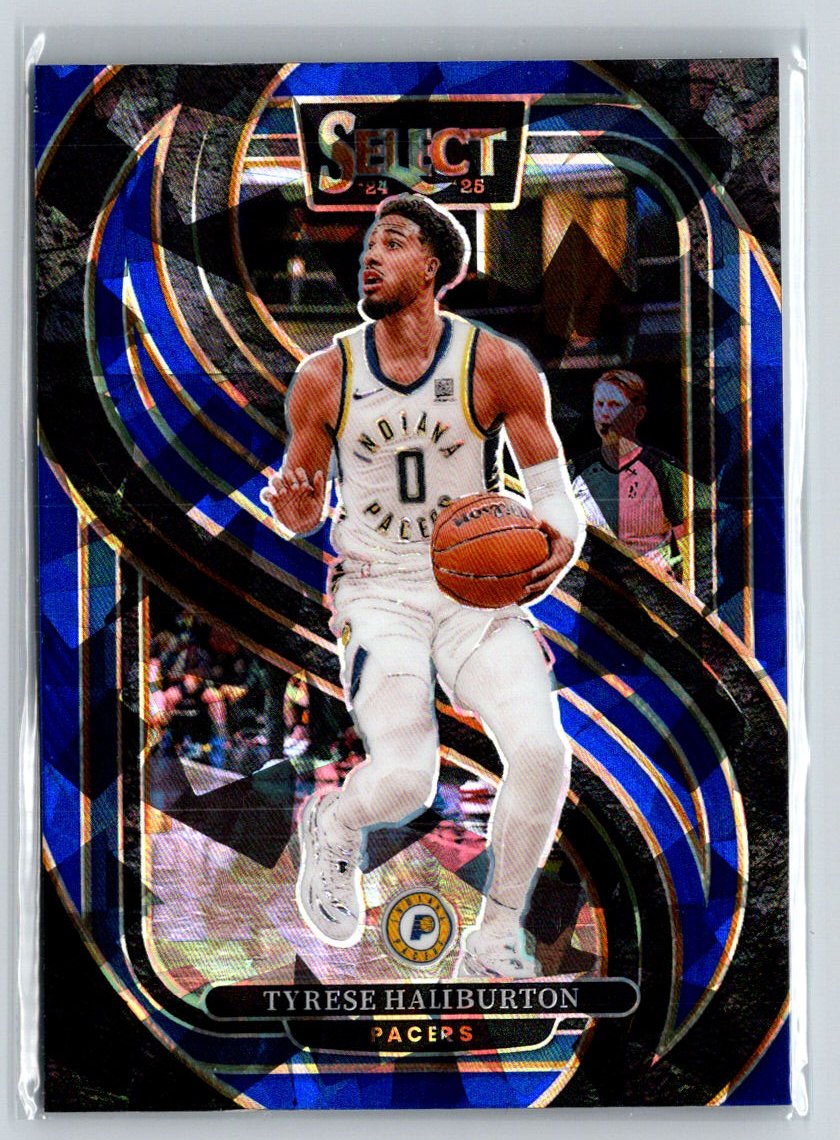 2024-25 Panini Select #165 Tyrese Haliburton Blue Cracked Ice Prizm P65